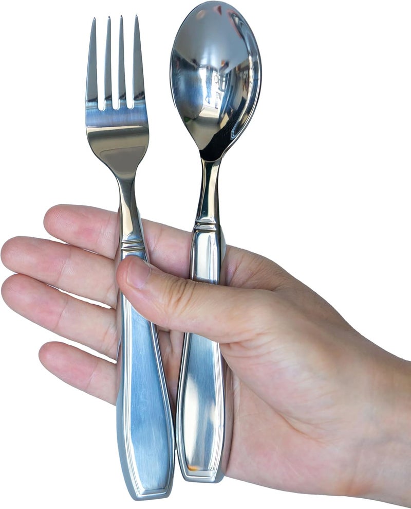 MiloZen Weighted Utensils for Hand Tremors, Adaptive flatware Stainless Steel Spoon and Fork Set for Elderly, Arthritis, Parkinson’s, Pack of 2 - Image 1